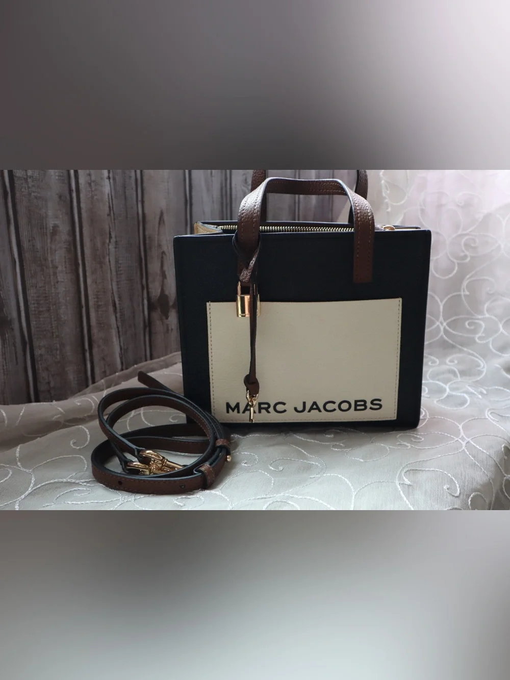 Marc Jacobs Black, Cream & Brown Leather Satchel
